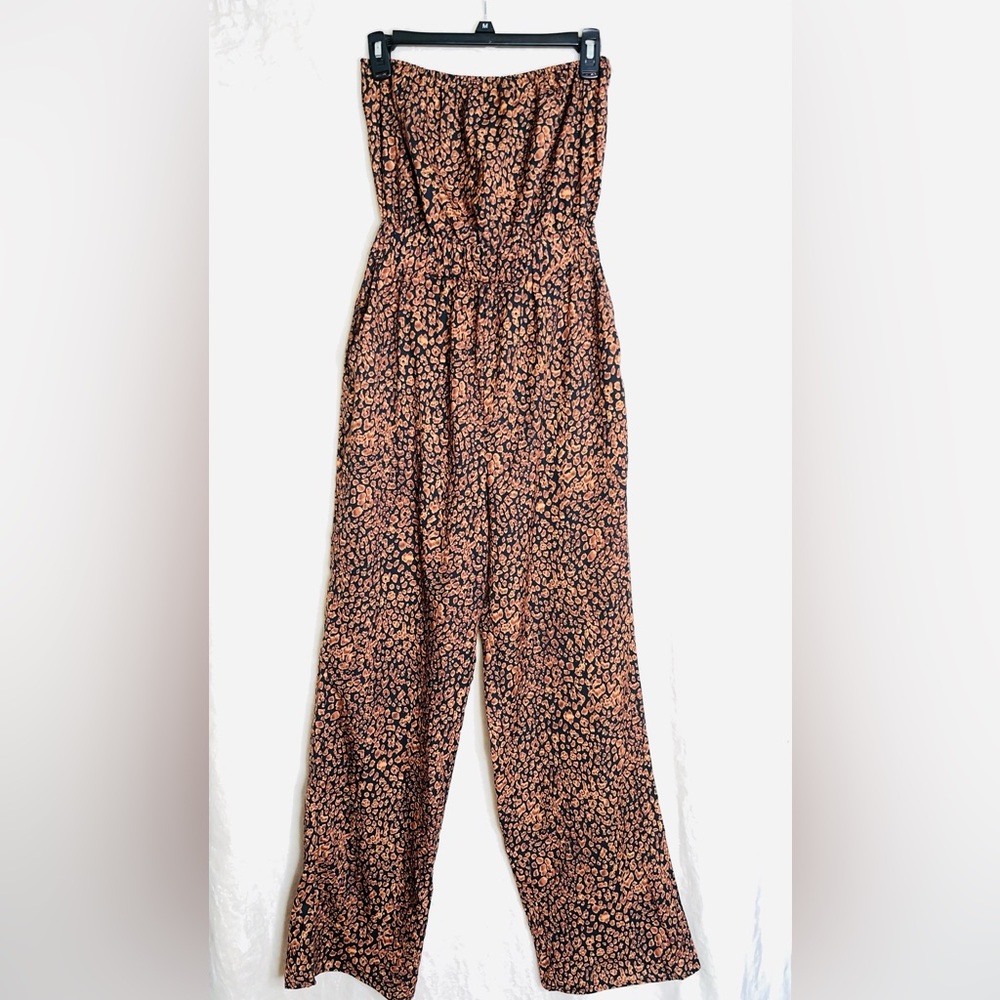 SMALL Long tube jumpsuit leopard print.